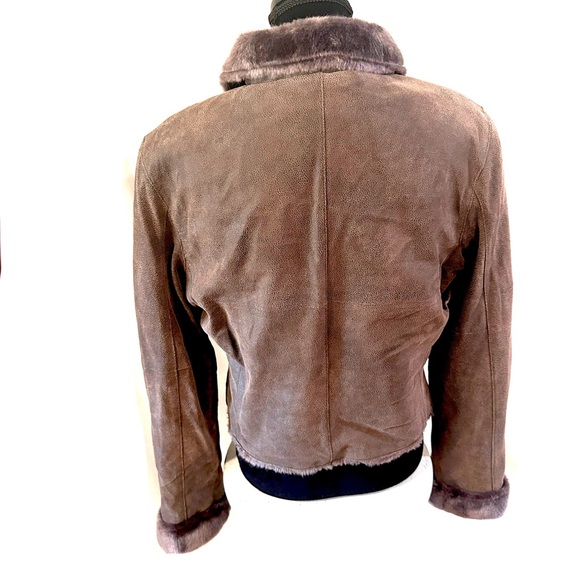 Roper Womens Size Large Brown Leather Cropped Jacket Faux Fur Lining & Trim - Picture 2 of 13